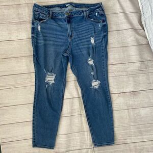 Old navy women 18 rockstar super skinny ripped cotton blend jeans